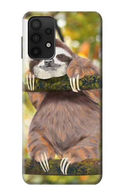 W3138 Cute Baby Sloth Paint Hülle Schutzhülle Taschen und Leder Flip für Samsung Galaxy A32 5G