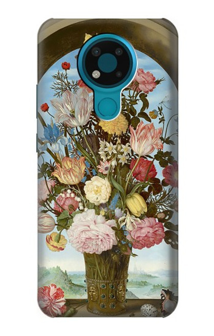 W3749 Vase of Flowers Hülle Schutzhülle Taschen und Leder Flip für Nokia 3.4