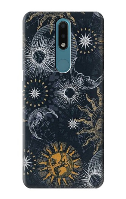 W3702 Moon and Sun Hülle Schutzhülle Taschen und Leder Flip für Nokia 2.4