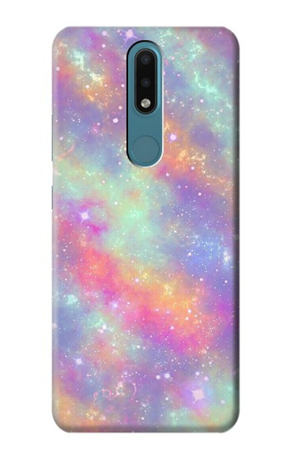 W3706 Pastel Rainbow Galaxy Pink Sky Hülle Schutzhülle Taschen und Leder Flip für Nokia 2.4