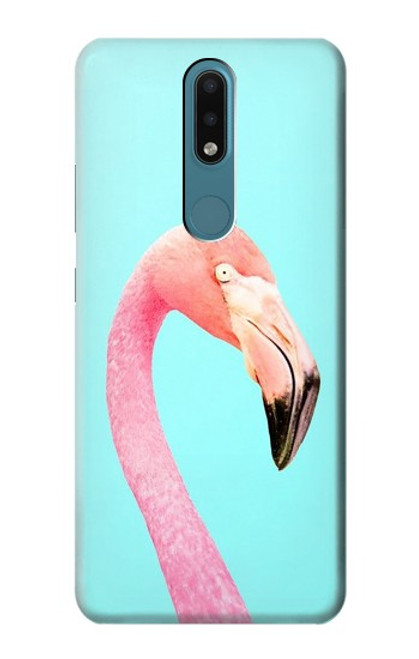 W3708 Pink Flamingo Hülle Schutzhülle Taschen und Leder Flip für Nokia 2.4