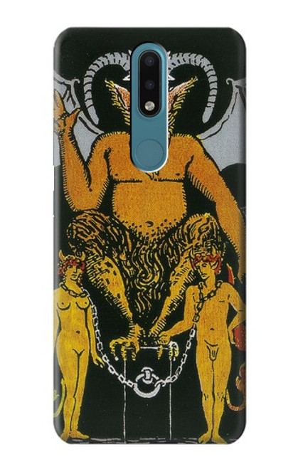 W3740 Tarot Card The Devil Hülle Schutzhülle Taschen und Leder Flip für Nokia 2.4