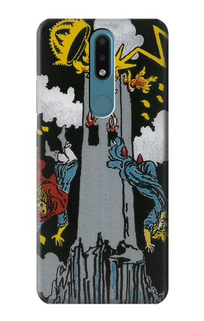 W3745 Tarot Card The Tower Hülle Schutzhülle Taschen und Leder Flip für Nokia 2.4