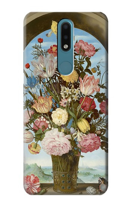 W3749 Vase of Flowers Hülle Schutzhülle Taschen und Leder Flip für Nokia 2.4