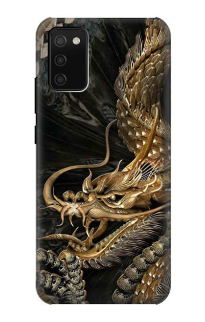 W0426 Gold Dragon Hülle Schutzhülle Taschen und Leder Flip für Samsung Galaxy A02s, Galaxy M02s