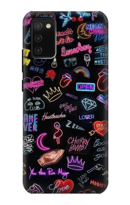 W3433 Vintage Neon Graphic Hülle Schutzhülle Taschen und Leder Flip für Samsung Galaxy A02s, Galaxy M02s