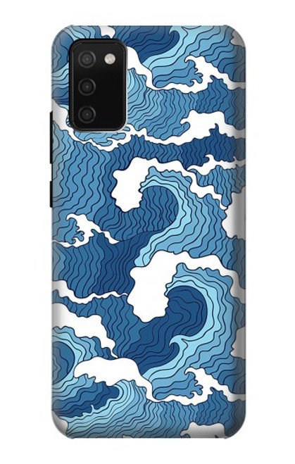 W3751 Wave Pattern Hülle Schutzhülle Taschen und Leder Flip für Samsung Galaxy A02s, Galaxy M02s