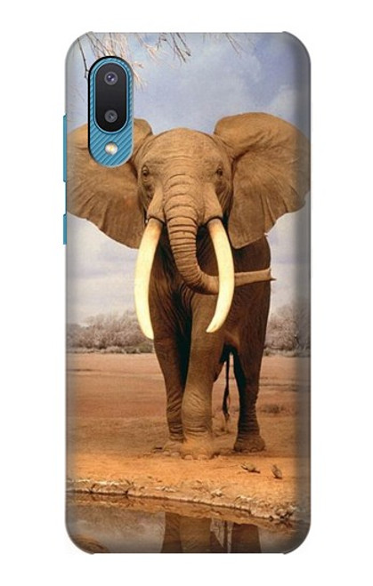 W0310 African Elephant Hülle Schutzhülle Taschen und Leder Flip für Samsung Galaxy A04, Galaxy A02, M02