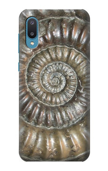 W1788 Ammonite Fossil Hülle Schutzhülle Taschen und Leder Flip für Samsung Galaxy A04, Galaxy A02, M02