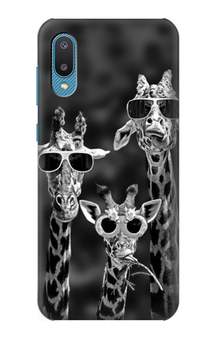 W2327 Giraffes With Sunglasses Hülle Schutzhülle Taschen und Leder Flip für Samsung Galaxy A04, Galaxy A02, M02
