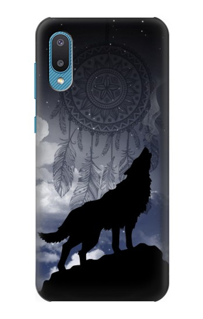 W3011 Dream Catcher Wolf Howling Hülle Schutzhülle Taschen und Leder Flip für Samsung Galaxy A04, Galaxy A02, M02