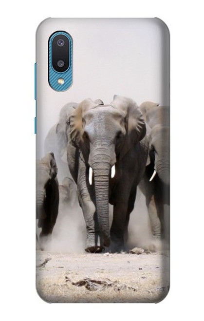 W3142 African Elephant Hülle Schutzhülle Taschen und Leder Flip für Samsung Galaxy A04, Galaxy A02, M02