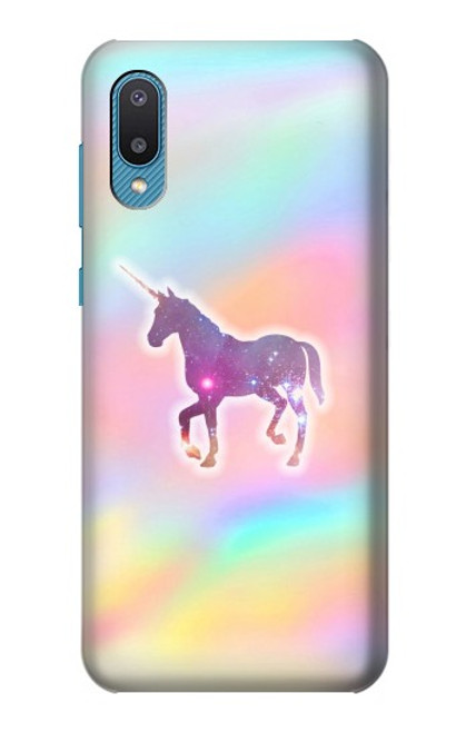 W3203 Rainbow Unicorn Hülle Schutzhülle Taschen und Leder Flip für Samsung Galaxy A04, Galaxy A02, M02