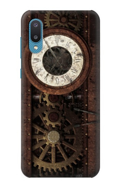 W3221 Steampunk Clock Gears Hülle Schutzhülle Taschen und Leder Flip für Samsung Galaxy A04, Galaxy A02, M02