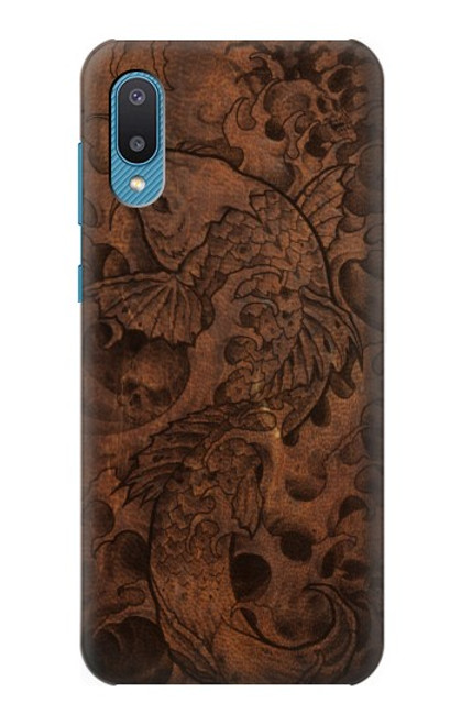 W3405 Fish Tattoo Leather Graphic Print Hülle Schutzhülle Taschen und Leder Flip für Samsung Galaxy A04, Galaxy A02, M02