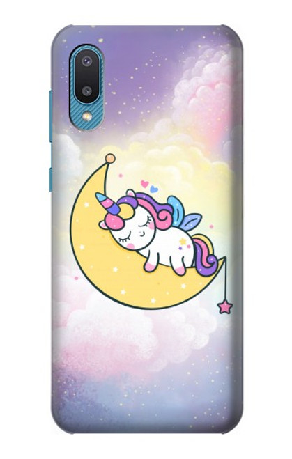 W3485 Cute Unicorn Sleep Hülle Schutzhülle Taschen und Leder Flip für Samsung Galaxy A04, Galaxy A02, M02