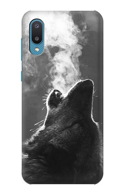 W3505 Wolf Howling Hülle Schutzhülle Taschen und Leder Flip für Samsung Galaxy A04, Galaxy A02, M02