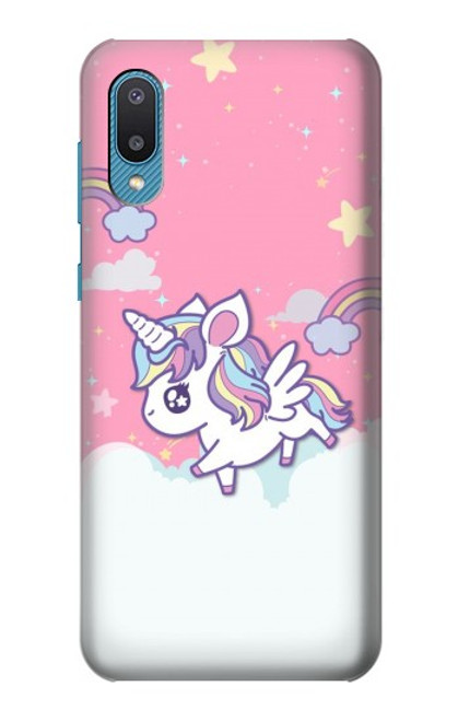 W3518 Unicorn Cartoon Hülle Schutzhülle Taschen und Leder Flip für Samsung Galaxy A04, Galaxy A02, M02