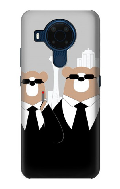 W3557 Bear in Black Suit Hülle Schutzhülle Taschen und Leder Flip für Nokia 5.4