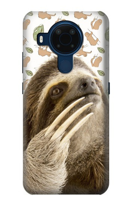 W3559 Sloth Pattern Hülle Schutzhülle Taschen und Leder Flip für Nokia 5.4