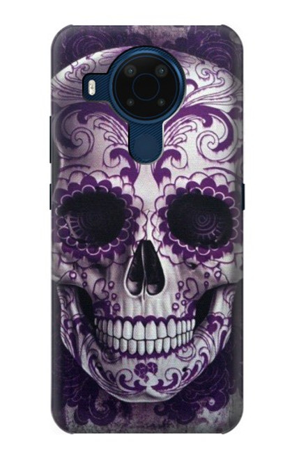 W3582 Purple Sugar Skull Hülle Schutzhülle Taschen und Leder Flip für Nokia 5.4