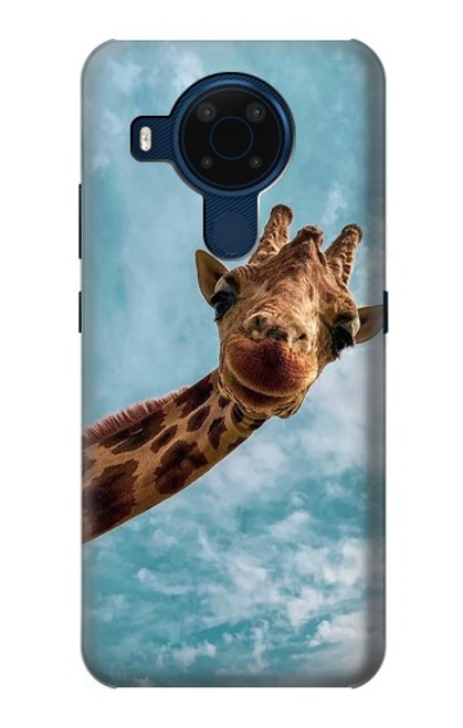 W3680 Cute Smile Giraffe Hülle Schutzhülle Taschen und Leder Flip für Nokia 5.4