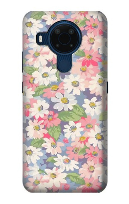 W3688 Floral Flower Art Pattern Hülle Schutzhülle Taschen und Leder Flip für Nokia 5.4