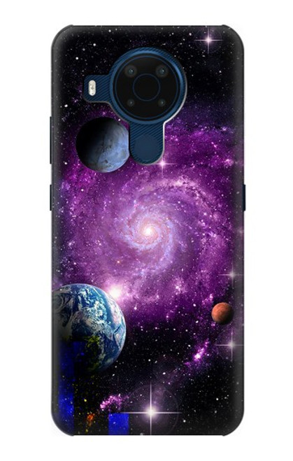 W3689 Galaxy Outer Space Planet Hülle Schutzhülle Taschen und Leder Flip für Nokia 5.4