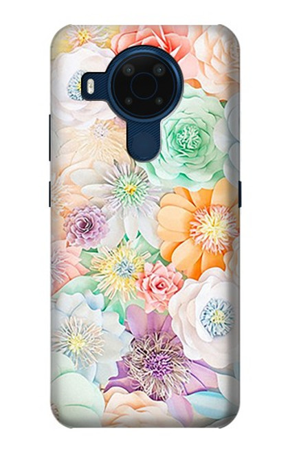 W3705 Pastel Floral Flower Hülle Schutzhülle Taschen und Leder Flip für Nokia 5.4