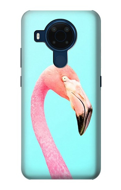W3708 Pink Flamingo Hülle Schutzhülle Taschen und Leder Flip für Nokia 5.4