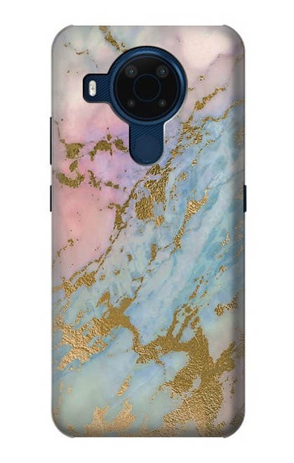 W3717 Rose Gold Blue Pastel Marble Graphic Printed Hülle Schutzhülle Taschen und Leder Flip für Nokia 5.4