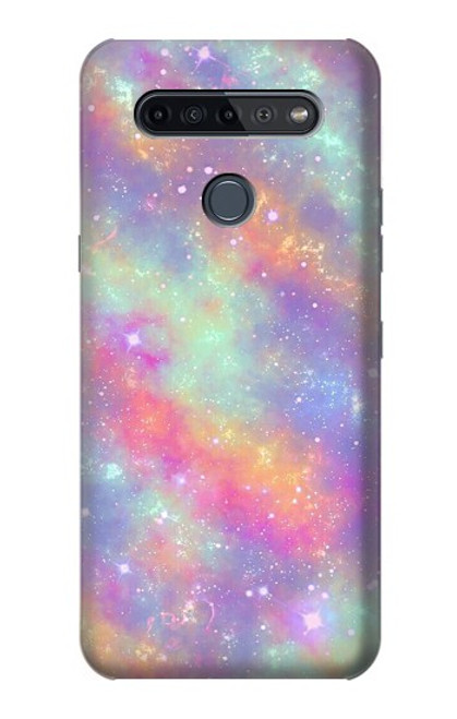 W3706 Pastel Rainbow Galaxy Pink Sky Hülle Schutzhülle Taschen und Leder Flip für LG K51S