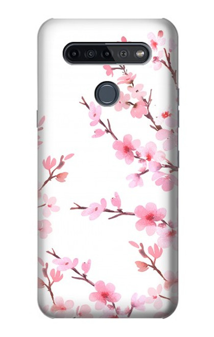 W3707 Pink Cherry Blossom Spring Flower Hülle Schutzhülle Taschen und Leder Flip für LG K51S