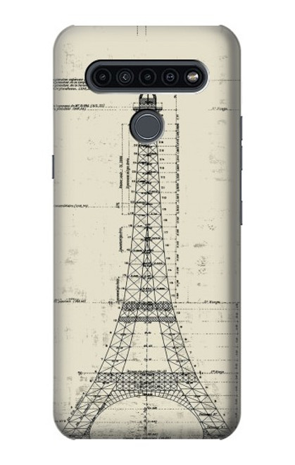 W3474 Eiffel Architectural Drawing Hülle Schutzhülle Taschen und Leder Flip für LG K41S