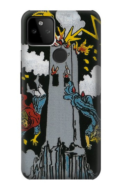 W3745 Tarot Card The Tower Hülle Schutzhülle Taschen und Leder Flip für Google Pixel 5A 5G