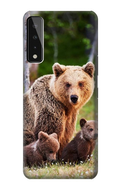 W3558 Bear Family Hülle Schutzhülle Taschen und Leder Flip für LG Stylo 7 4G