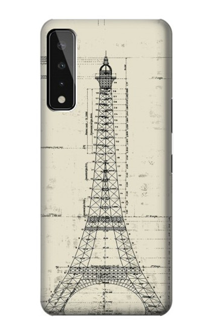 W3474 Eiffel Architectural Drawing Hülle Schutzhülle Taschen und Leder Flip für LG Stylo 7 5G
