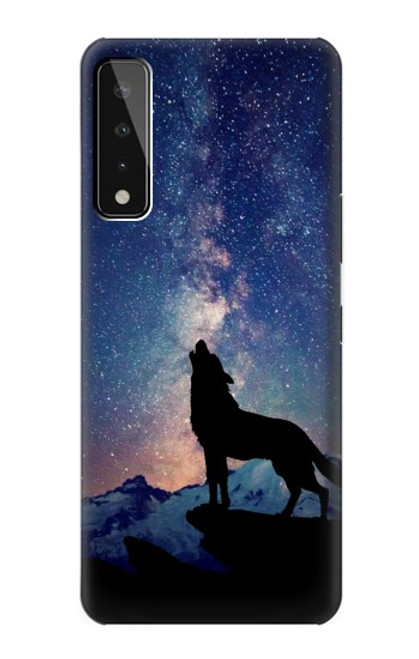 W3555 Wolf Howling Million Star Hülle Schutzhülle Taschen und Leder Flip für LG Stylo 7 5G