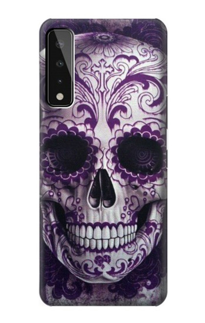 W3582 Purple Sugar Skull Hülle Schutzhülle Taschen und Leder Flip für LG Stylo 7 5G