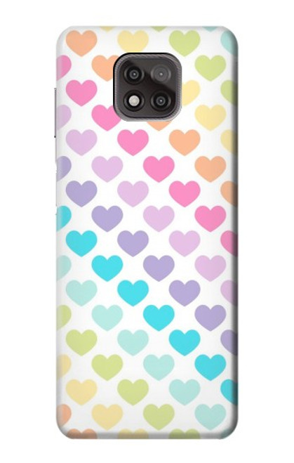 W3499 Colorful Heart Pattern Hülle Schutzhülle Taschen und Leder Flip für Motorola Moto G Power (2021)