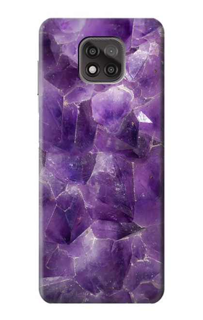 W3713 Purple Quartz Amethyst Graphic Printed Hülle Schutzhülle Taschen und Leder Flip für Motorola Moto G Power (2021)