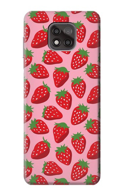 W3719 Strawberry Pattern Hülle Schutzhülle Taschen und Leder Flip für Motorola Moto G Power (2021)