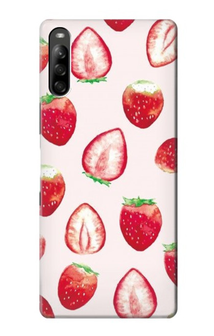 W3481 Strawberry Hülle Schutzhülle Taschen und Leder Flip für Sony Xperia L5