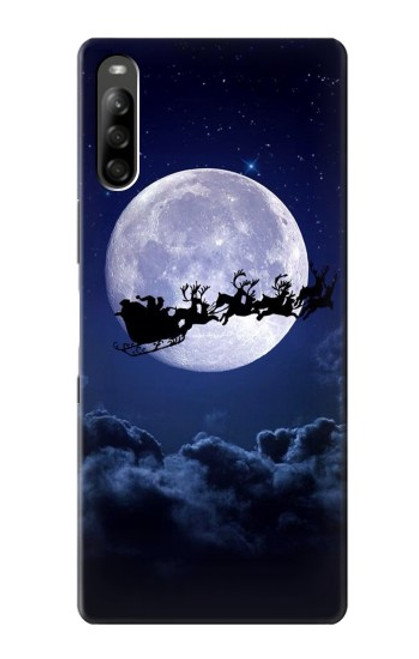 W3508 Xmas Santa Moon Hülle Schutzhülle Taschen und Leder Flip für Sony Xperia L5