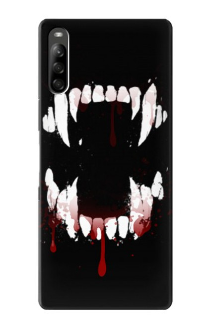 W3527 Vampire Teeth Bloodstain Hülle Schutzhülle Taschen und Leder Flip für Sony Xperia L5