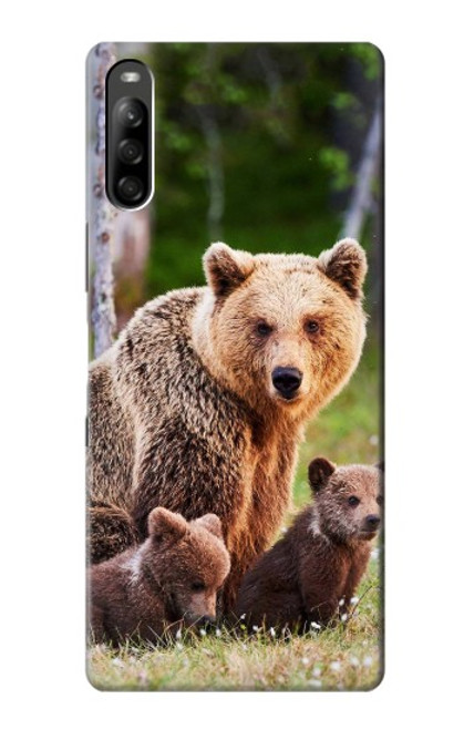 W3558 Bear Family Hülle Schutzhülle Taschen und Leder Flip für Sony Xperia L5