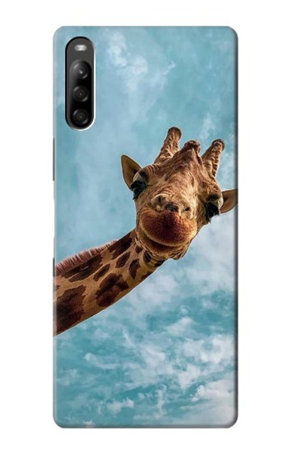 W3680 Cute Smile Giraffe Hülle Schutzhülle Taschen und Leder Flip für Sony Xperia L5