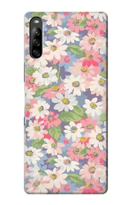 W3688 Floral Flower Art Pattern Hülle Schutzhülle Taschen und Leder Flip für Sony Xperia L5