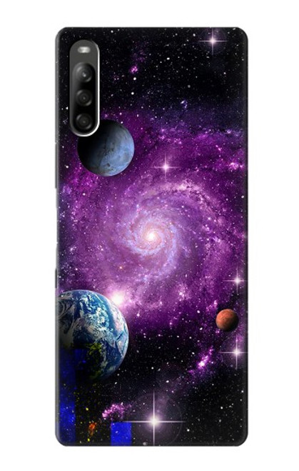 W3689 Galaxy Outer Space Planet Hülle Schutzhülle Taschen und Leder Flip für Sony Xperia L5