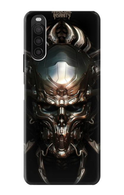 W1027 Hardcore Metal Skull Hülle Schutzhülle Taschen und Leder Flip für Sony Xperia 10 III